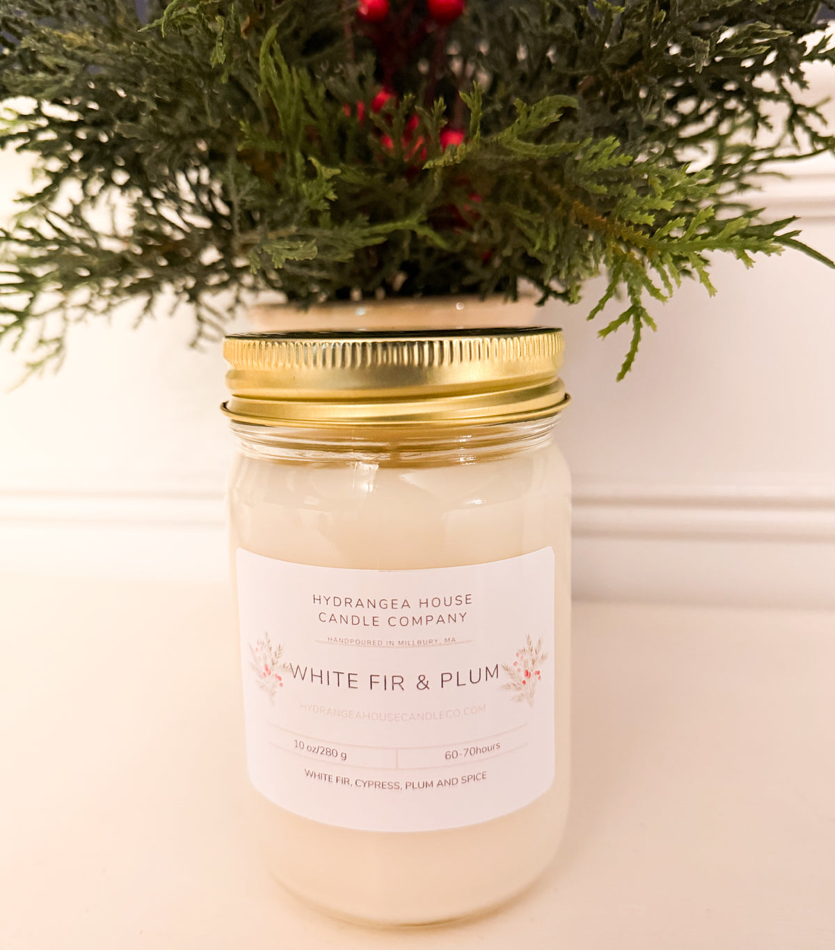 White Fir and Plum 10 Oz Soy Candle